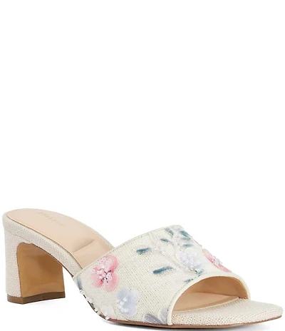 Dune London Madira Floral Woven Slip On Mule Sandals