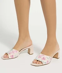 Dune London Madira Floral Woven Slip On Mule Sandals
