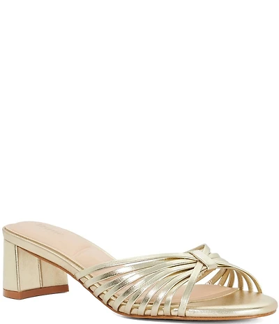 Dune London Maggies Metallic Leather Dress Slides