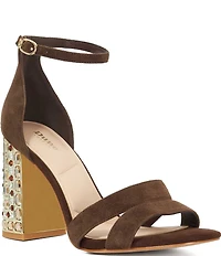 Dune London Majestical Suede Jewel Block Heel Dress Sandals