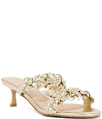 Dune London Mallori Metallic Slip On Kitten Heel Sandals