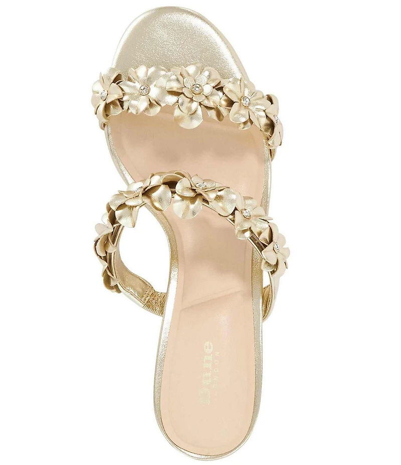Dune London Mallori Metallic Slip On Kitten Heel Sandals