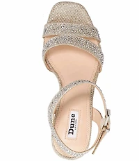 Dune London Manifesting Rhinestone Ankle Strap Block Heel Dress Sandals