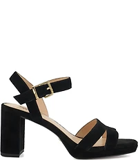 Dune London Manifesting Suede Ankle Strap Block Heel Dress Sandals