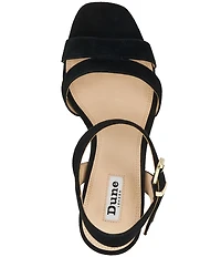 Dune London Manifesting Suede Ankle Strap Block Heel Dress Sandals