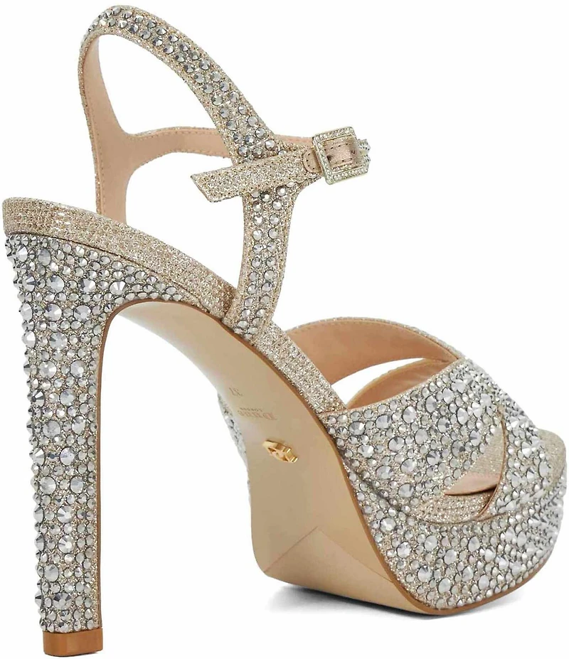 Dune London Mayve Rhinestone Embellished Platform Dress Sandals