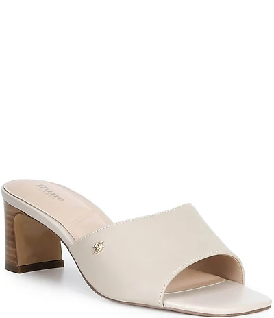 Dune London Mazy Leather Block Heel Slide Sandals