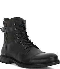 Dune London Men's Call Leather Cap Toe Zip Buckle Hardware Boots