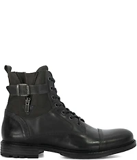 Dune London Men's Call Leather Cap Toe Zip Buckle Hardware Boots