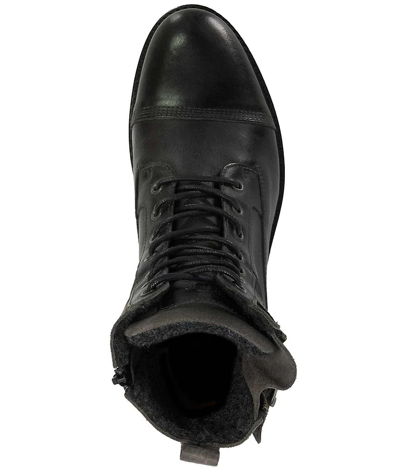 Dune London Men's Call Leather Cap Toe Zip Buckle Hardware Boots