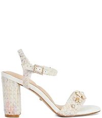 Dune London Mention Floral Embellished Fabric Ankle Strap High Heel Dress Sandals