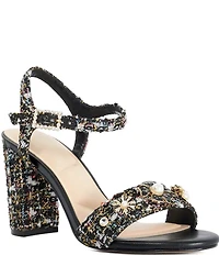 Dune London Mention Winter Boucle Ankle Wrap Dress Sandals