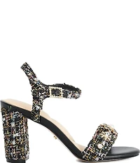 Dune London Mention Winter Boucle Ankle Wrap Dress Sandals