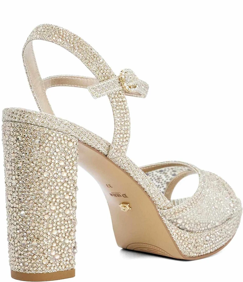 Dune London Mesmerizing Rhinestone Mesh Platform Block Heel Dress Sandals