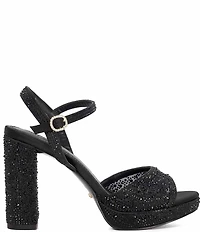 Dune London Mesmerizing Rhinestone Mesh Platform Block Heel Dress Sandals