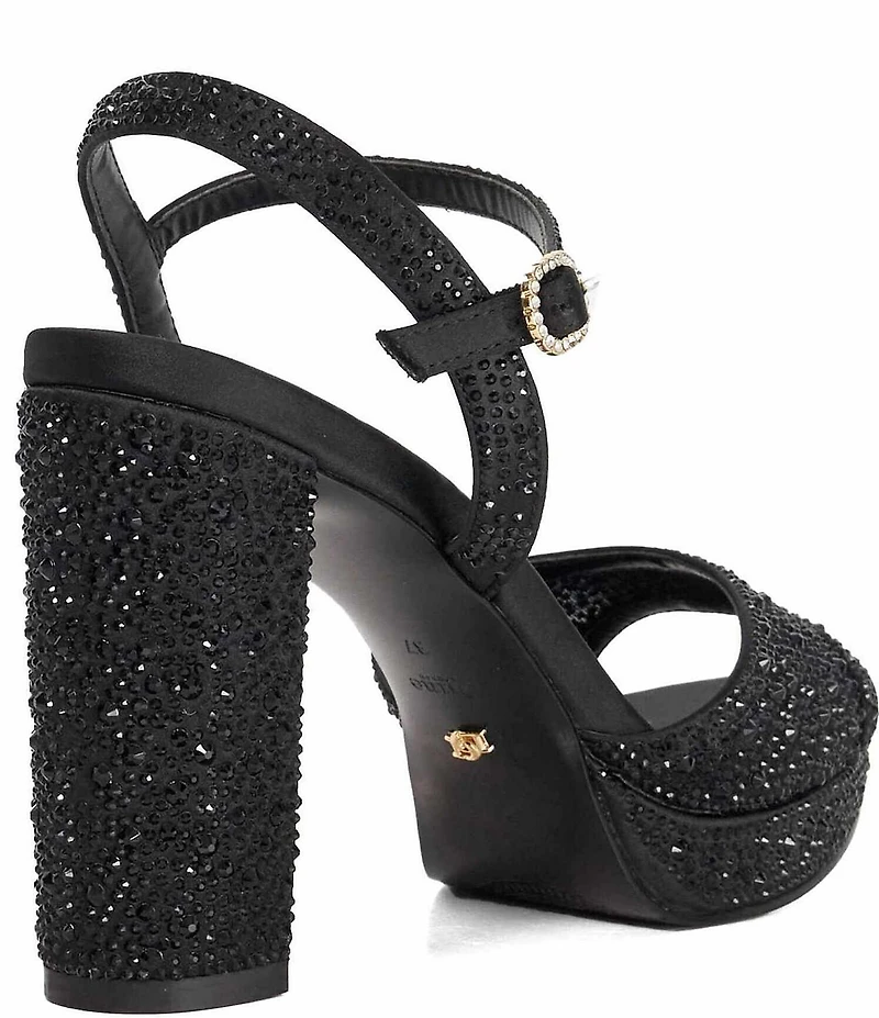 Dune London Mesmerizing Rhinestone Mesh Platform Block Heel Dress Sandals