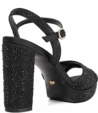 Dune London Mesmerizing Rhinestone Mesh Platform Block Heel Dress Sandals