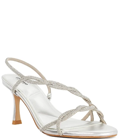 Dune London Milene Rhinestone Metallic Twist Strap Dress Sandals