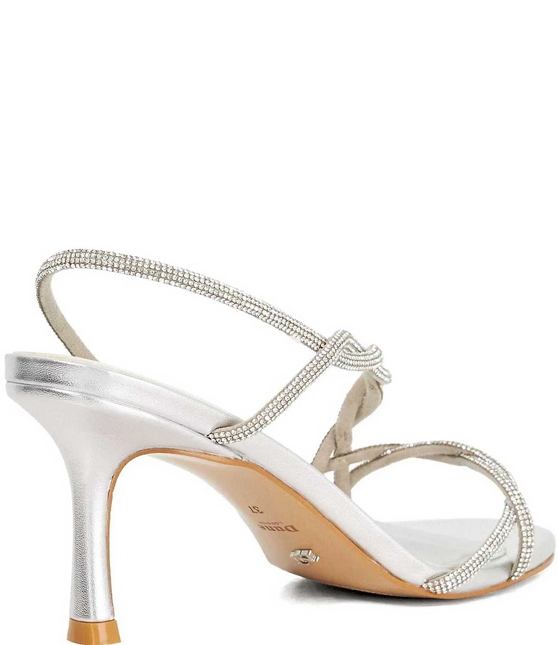 Dune London Milene Rhinestone Metallic Twist Strap Dress Sandals