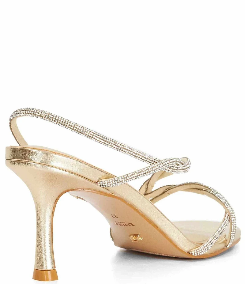 Dune London Milene Rhinestone Metallic Twist Strap Dress Sandals