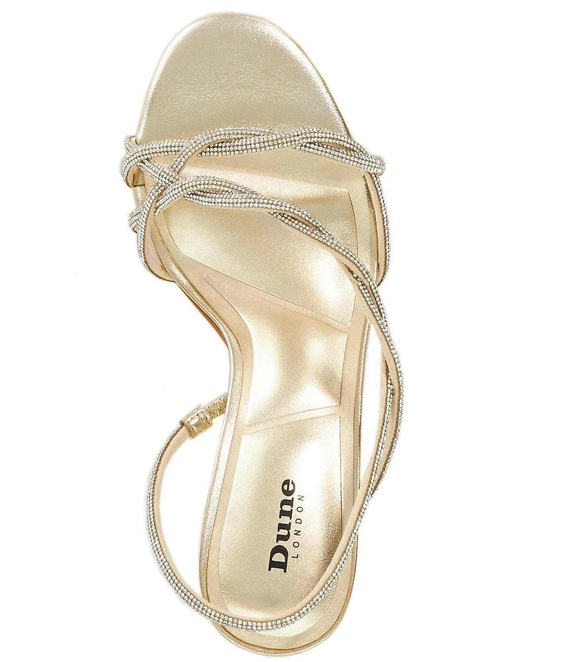 Dune London Milene Rhinestone Metallic Twist Strap Dress Sandals