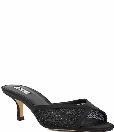 Dune London Milo Metallic Rhinestone Mesh Dress Slide Sandals
