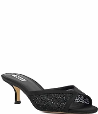 Dune London Milo Metallic Rhinestone Mesh Dress Slide Sandals