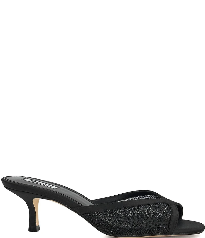 Dune London Milo Metallic Rhinestone Mesh Dress Slide Sandals