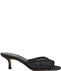 Dune London Milo Metallic Rhinestone Mesh Dress Slide Sandals