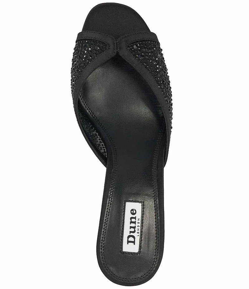 Dune London Milo Metallic Rhinestone Mesh Dress Slide Sandals