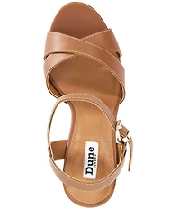 Dune London Monique Leather Floral Print Block Heel Platform Sandals