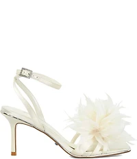 Dune London Mylove Satin Feather Pom-Pom Dress Sandals