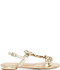 Dune London Nara T Strap Metallic Flat Sandals