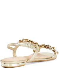 Dune London Nara T Strap Metallic Flat Sandals