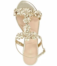 Dune London Nara T Strap Metallic Flat Sandals