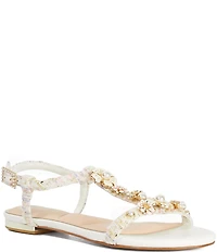 Dune London Nature Floral Fabric T-Strap Flat Sandals