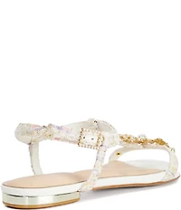 Dune London Nature Floral Fabric T-Strap Flat Sandals