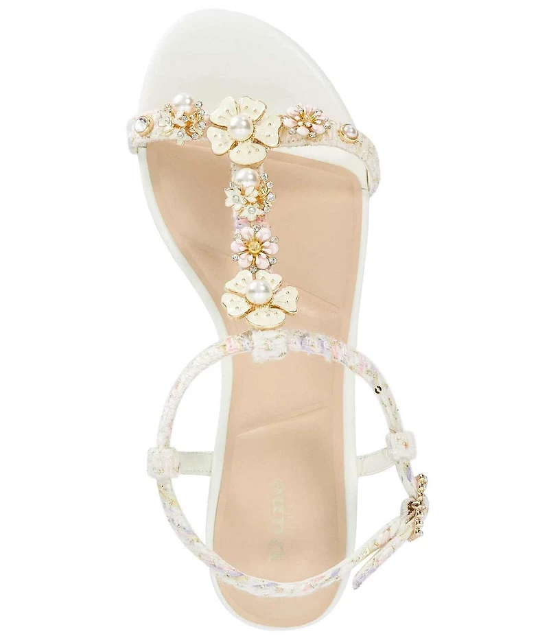 Dune London Nature Floral Fabric T-Strap Flat Sandals