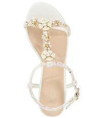 Dune London Nature Floral Fabric T-Strap Flat Sandals