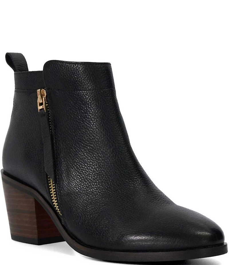 Dune London Paicing Leather Block Heel Ankle Booties