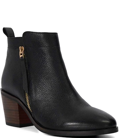 Dune London Paicing Leather Block Heel Ankle Booties