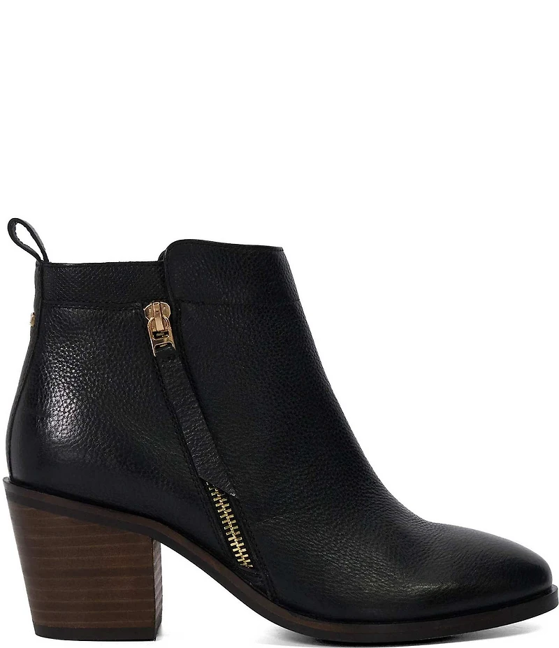 Dune London Paicing Leather Block Heel Ankle Booties