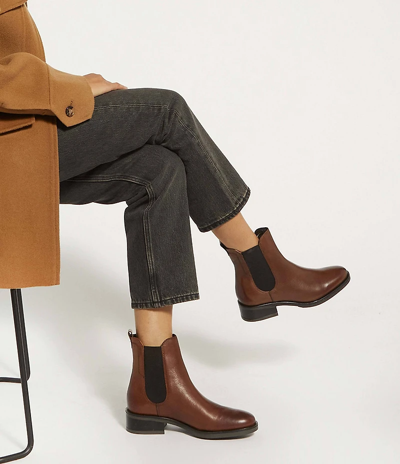 Dune London Panoramic Leather Cheslea Booties
