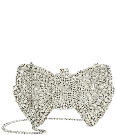 Dune London Silver Enchant Diamante Embellished Bow Bag