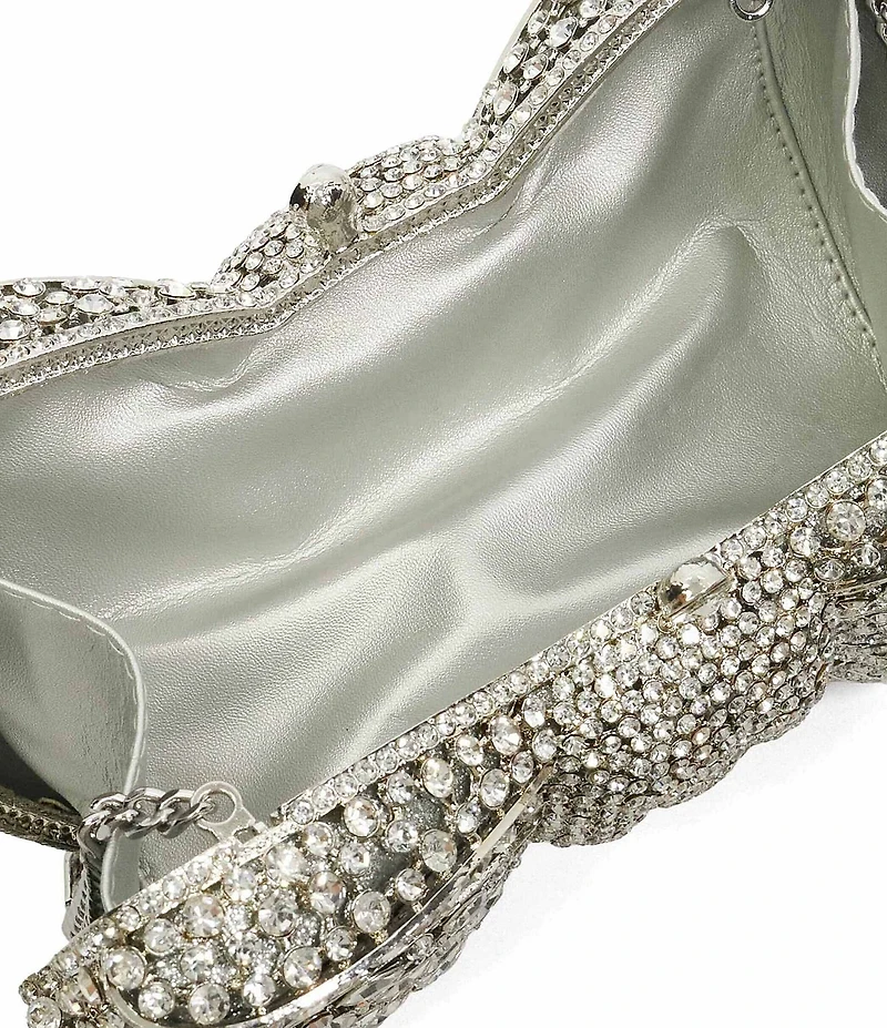 Dune London Silver Enchant Diamante Embellished Bow Bag