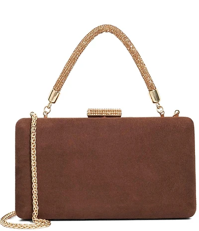 Dune London Beaut Suede Rhinestone Handle Clutch