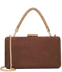 Dune London Beaut Suede Rhinestone Handle Clutch