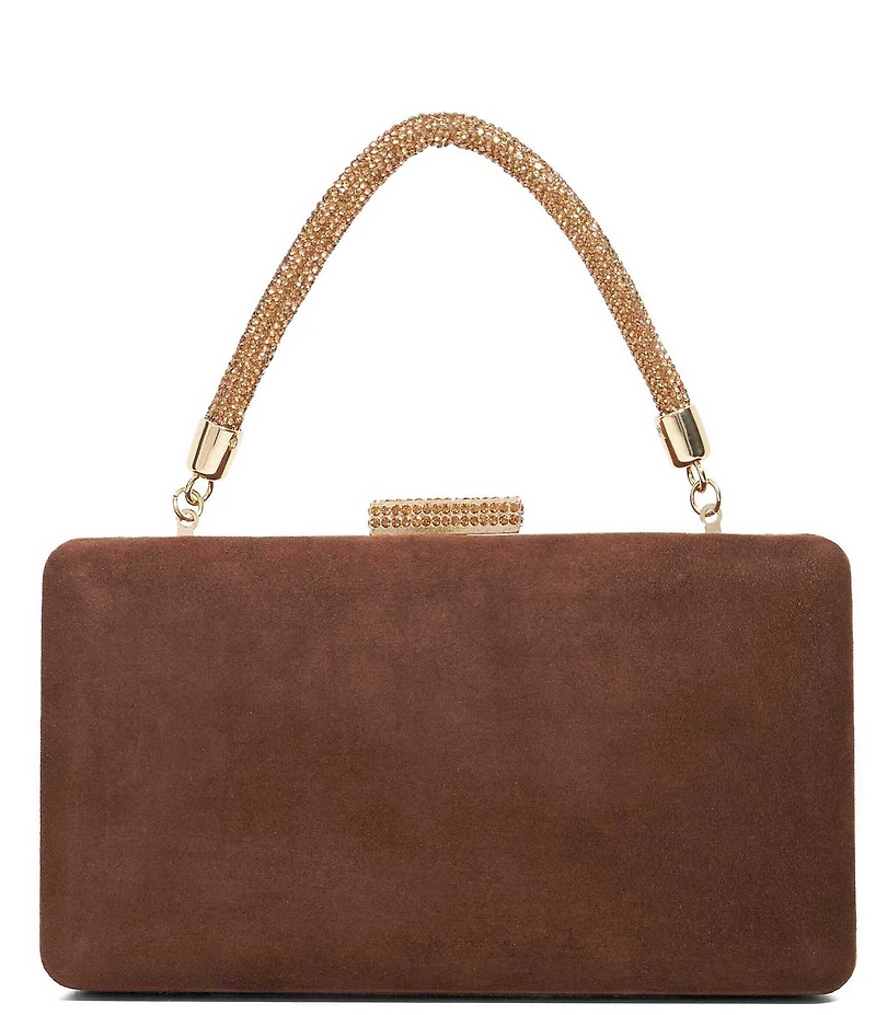 Dune London Beaut Suede Rhinestone Handle Clutch