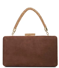 Dune London Beaut Suede Rhinestone Handle Clutch