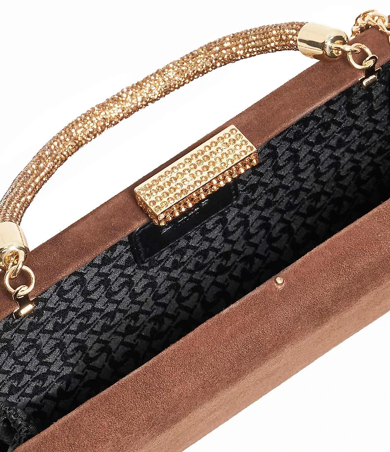 Dune London Beaut Suede Rhinestone Handle Clutch